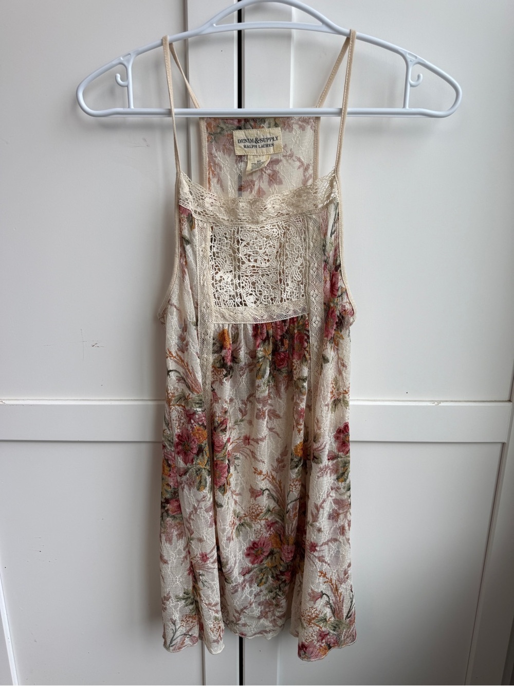 Denim & Supply Ralph Lauren Cream Floral Lace Top Size S